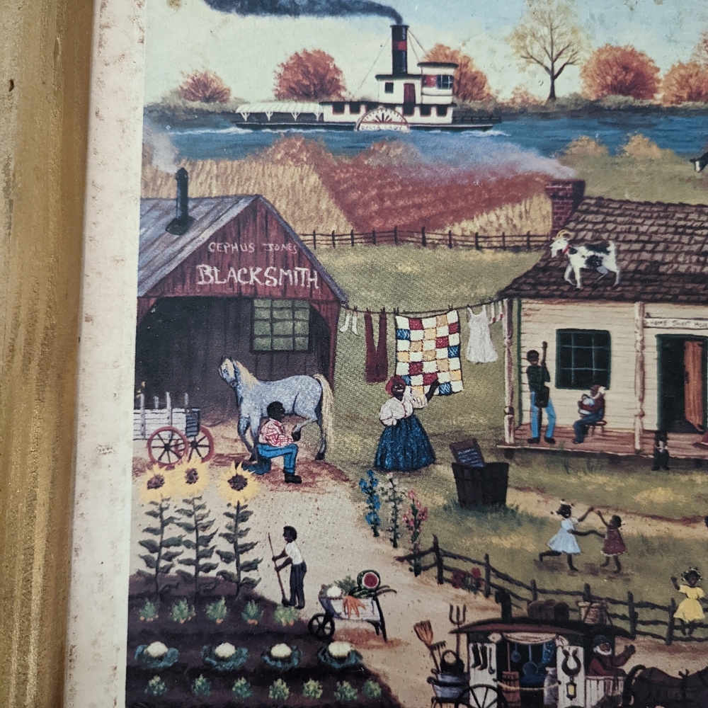 Vintage Framed Print folk Art CINDY MANGUTZOLD PEDDLER MAN Country Farming Farm - Picture 3 of 10